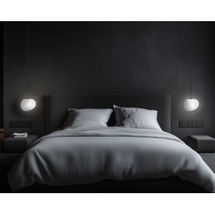 Lampa wisząca czarny klosz biały STONES  20cm 1x40W E27