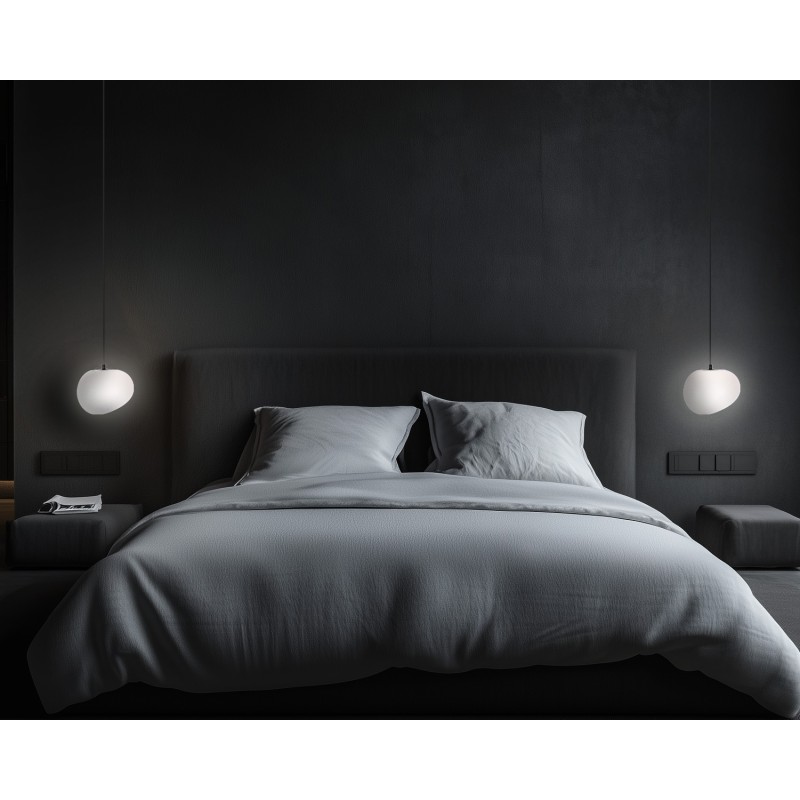 Lampa wisząca czarny klosz biały STONES  20cm 1x40W E27