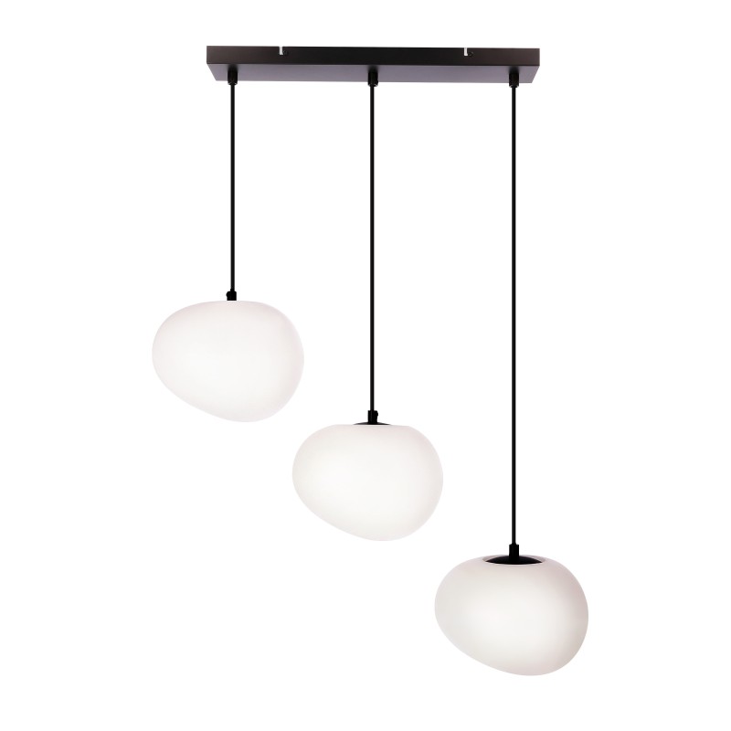 Lampa wisząca czarna STONES 20cm 3x40W E27 klosz biały