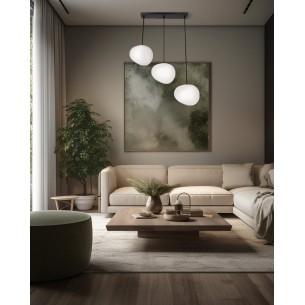 Lampa wisząca czarna STONES 20cm 3x40W E27 klosz biały