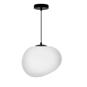 Lampa wisząca czarna STONES 30cm 1x40W E27 klosz biały