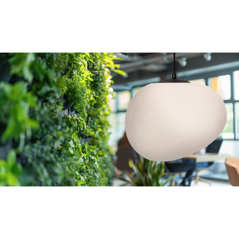 Lampa wisząca czarna STONES 30cm 1x40W E27 klosz biały