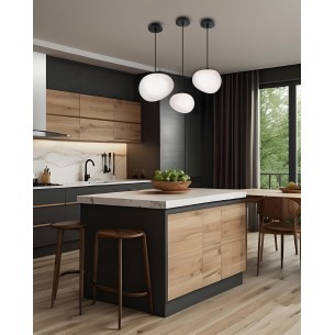 Lampa wisząca czarna STONES 30cm 1x40W E27 klosz biały