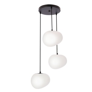Lampa wisząca STONES w czarno-białym kolorze z trzema źródłami światła E27, minimalistyczny design %separator% %shop-name%