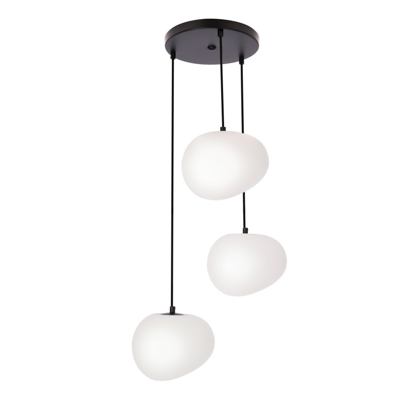 Lampa wisząca STONES w czarno-białym kolorze z trzema źródłami światła E27, minimalistyczny design %separator% %shop-name%