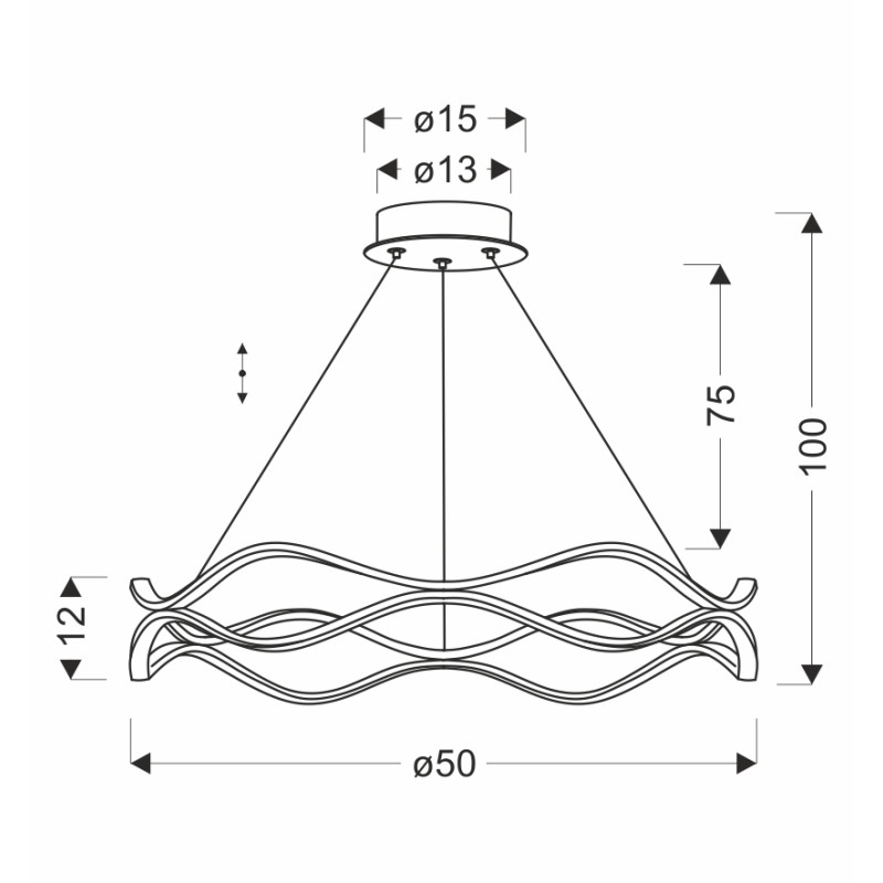 Lampa wisząca VAVE o średnicy 50 cm, z patynowym wykończeniem i białą maskownicą, wymiary: 100x50x50 cm