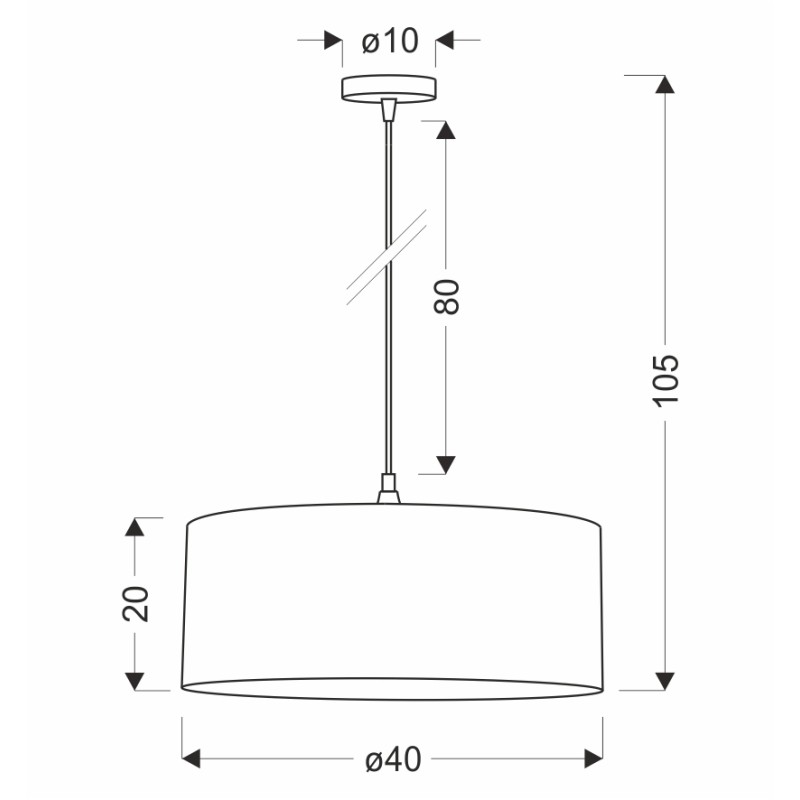 Lampa wisząca z abażurem w kolorze szarym SHANTI czarny 1x40W E27 31-38678
Dane wymiarowe