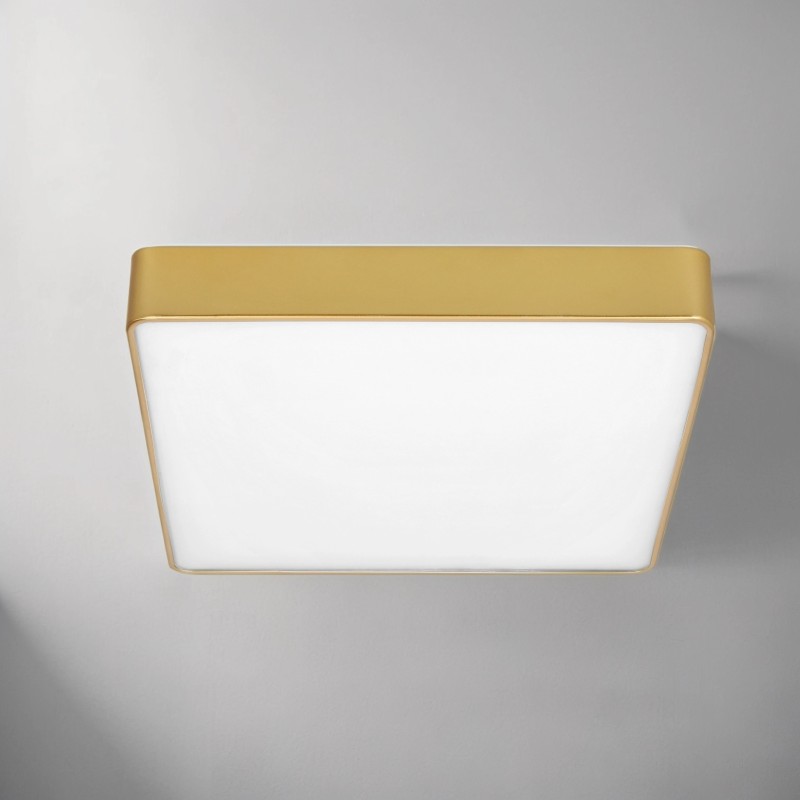 Lampa sufitowa plafon kwadratowy mosiądz Quattro 35x35 18W LED 4000K klosz biały 10-81940 do kuchni
