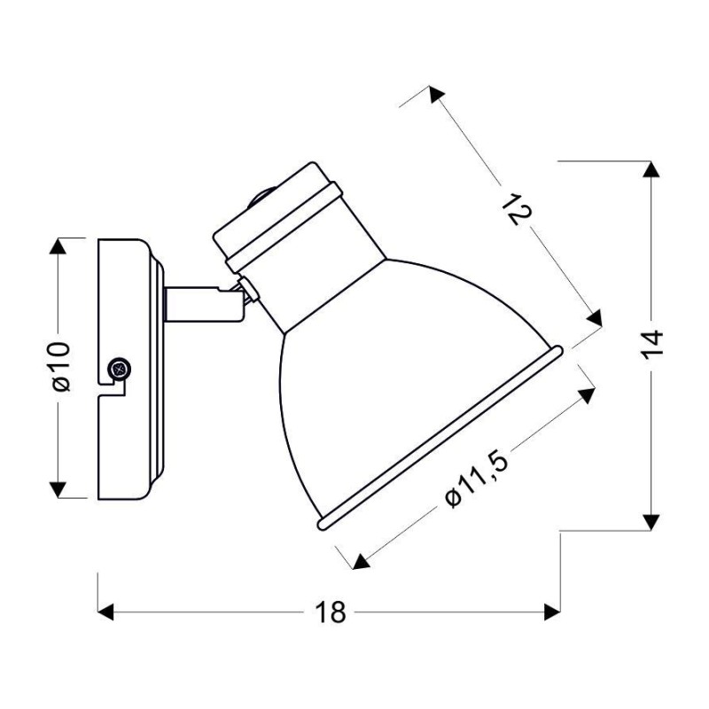 Zumba kinkiet biało-czarny ścienny regulowany metalowy Zumba Candellux 91-72115 podane wymiary