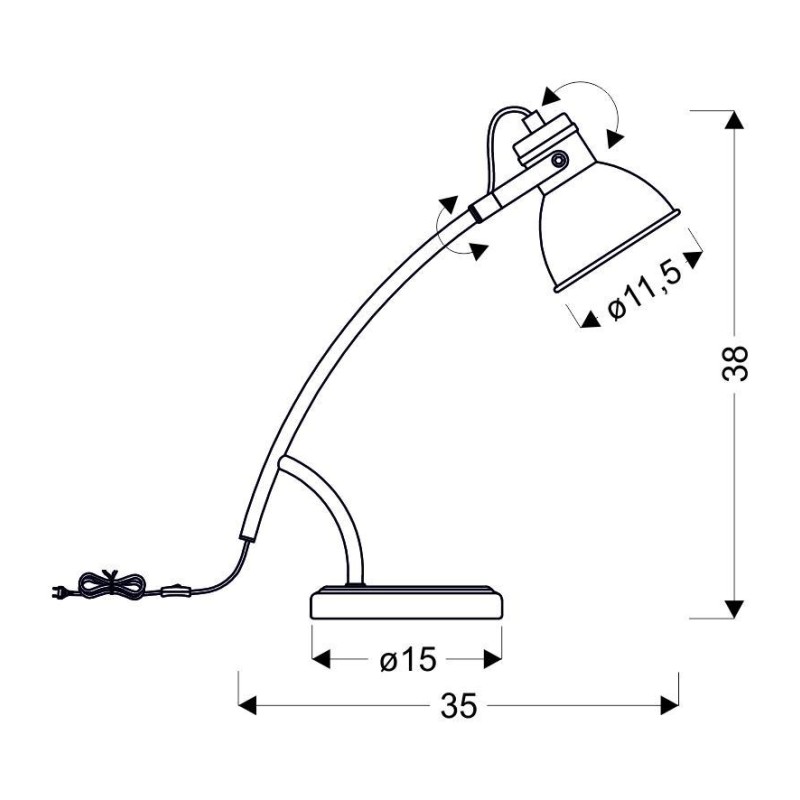 Lampka stołowa biało-czarna z podanymi wymiarami Lampka stołowa biało-czarna z podanymi wymiarami