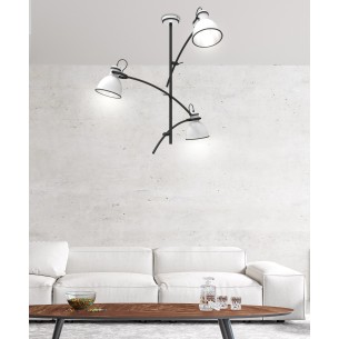 Lampa sufitowa biało-czarna regulowana 3x60W Zumba 33-72061 do jadalni