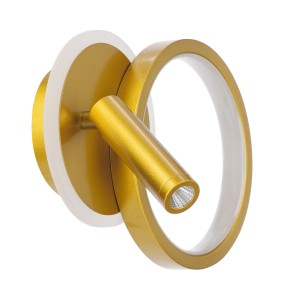 Nowoczesny Kinkiet ścienny złoty do pokoju dziecięcego koło klosz akrylowy MONET 18W LED widok pod kątem