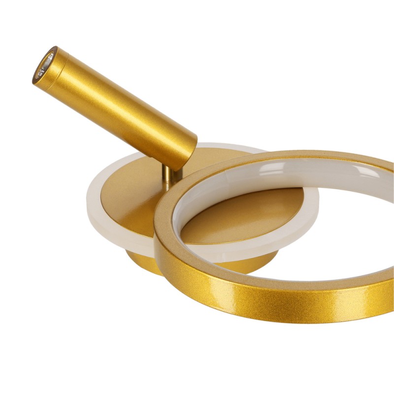 Nowoczesny Kinkiet ścienny złoty  nad łóżko do sypialni koło klosz akrylowy MONET 18W LED