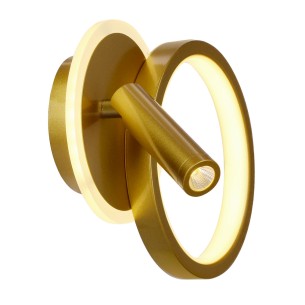 Nowoczesny Kinkiet ścienny złoty barwa światła ciepła koło klosz akrylowy MONET 18W LED