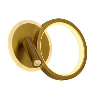 Kinkiet ścienny złoty do sypialni koło klosz akrylowy MONET 18W LED