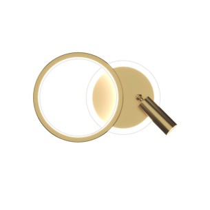 Kinkiet w kolorze złotym z akrylowymi akcentami do salonu