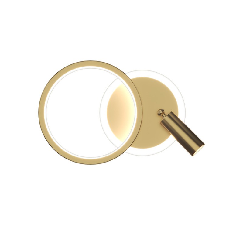 Kinkiet w kolorze złotym z akrylowymi akcentami do salonu