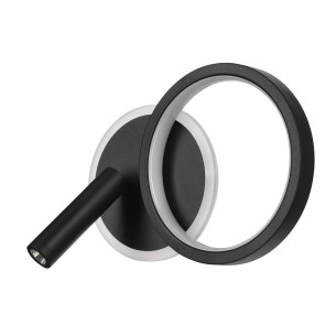 MONET lampa kinkiet koło czarny 18W LED 3000K klosz biały  22-35660 do sypialni