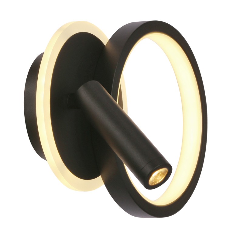 Lampa ścienna w kolorze czarnym do pokoju młodzieżowego klosz akrylowy MONET 18W LED