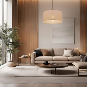 Lampa wisząca do sypialni z  abażurem w kolorze beżowym SHANTI czarny 1x40W E27 31-38685