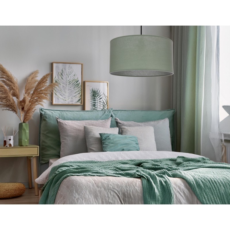 Lampa wisząca z abażurem miętowym do sypialni SHANTI czarny 1x40