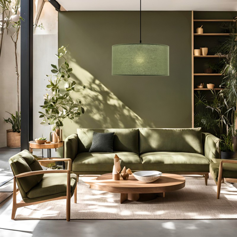 Lampa wisząca z abażurem miętowym do salonu SHANTI czarny 1x40 w stylu Japandi