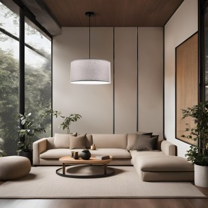 Nowoczesna Lampa wisząca z abażurem w kolorze szarym idealna do salonu SHANTI czarny 1x40W E27 31-38678