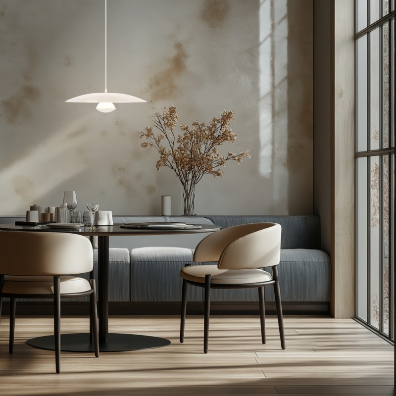 Lampa wisząca biała do jadalni zamontowana nad stołem LED 34cm Lund Ledea 50133054