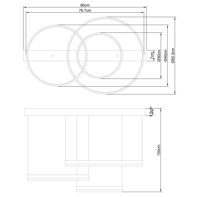 Lampa wisząca LED z ringami czarno–złota nr katalogowy : GLO-39