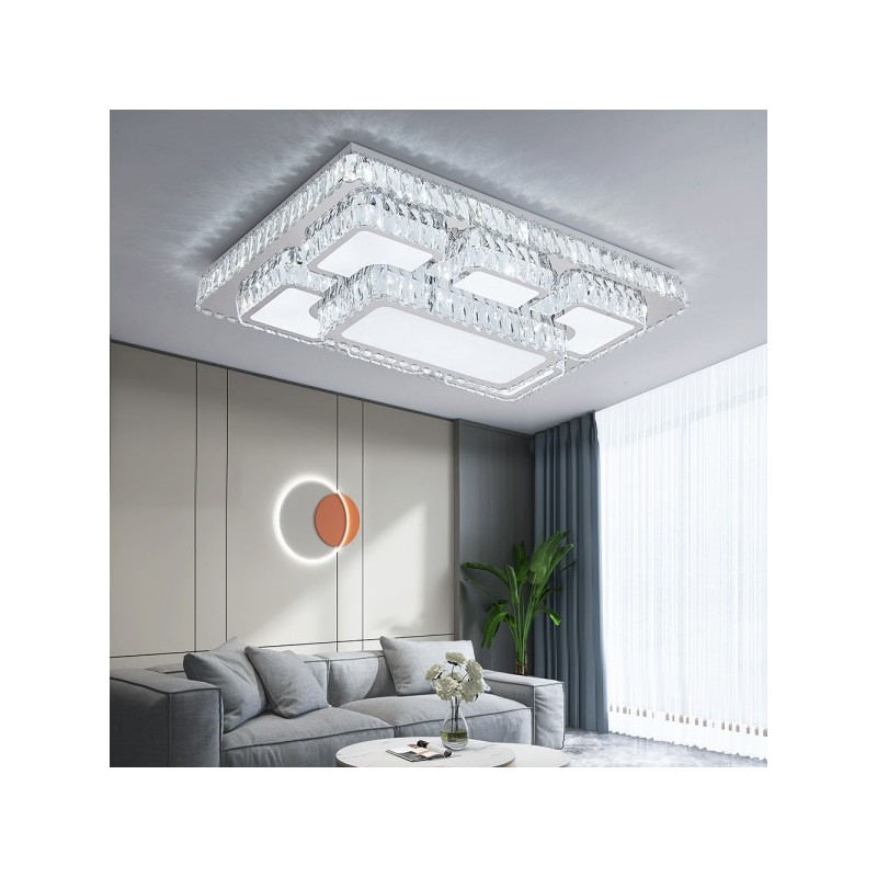 lampa led kryształowa sterowana pilotem duża prostokątna