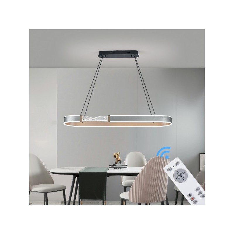 Lampa do salonu wisząca długa sterowana pilotem LED
