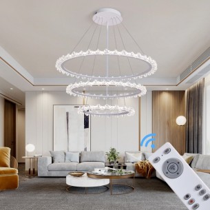 Lampa wisząca led trzy pierścienie do salonu długa wisząca