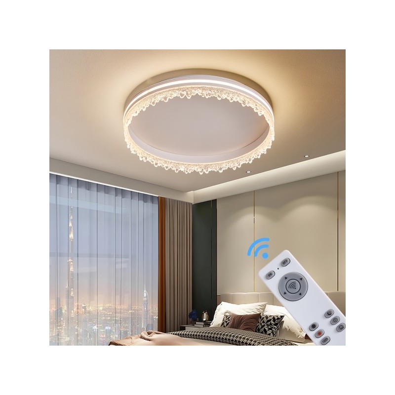 Lampa sufitowa led sterowana pilotem do sypialni glamour