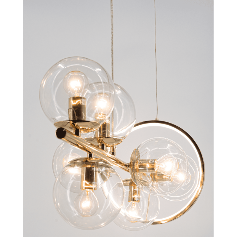 Lampa wisząca . złote okłucie i szklane kule