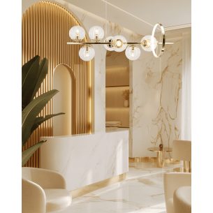 Lampa wisząca z kulami do salonu złota