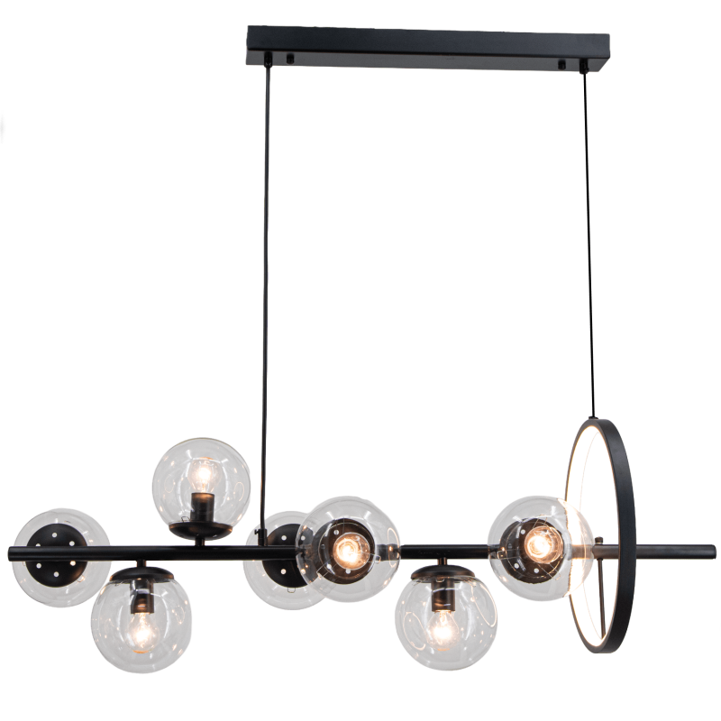 Lampa wisząca czarna ze szklanymi kloszami