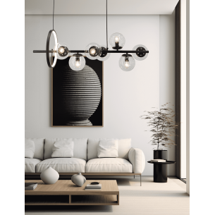 Lampa wisząca do salonu długa w kolorze czarnym