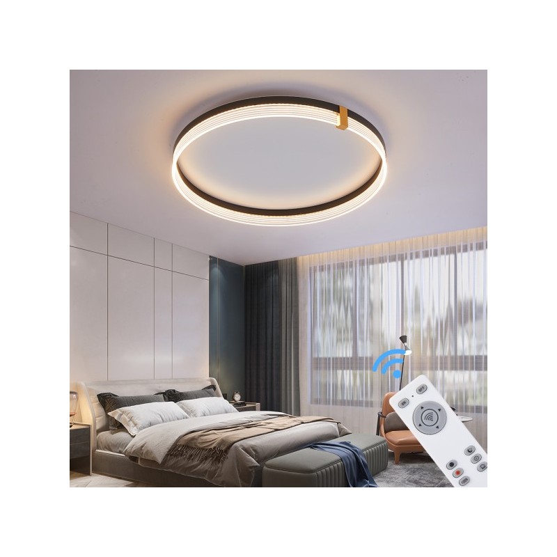 plafon led złoto czarny na pilota do sypialni sterowany