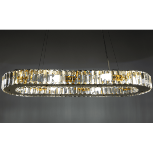 Lampa wisząca kryształowa złota do salonu