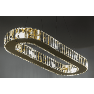 żyrandol kryształowy złoty długi w stylu glamour