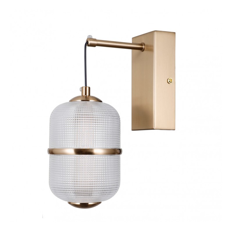 Nowoczesny kinkiet złoty z białym kloszem