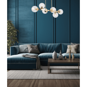 nowoczesna lampa do salonu złota ze szklanymi kloszami nad stół nowoczesna lampa do salonu złota ze szklanymi kloszami nad stół