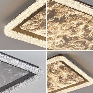 Plafon led biały z czarną obwódką nowoczesny styl do salonu metal, akryl plus żywica