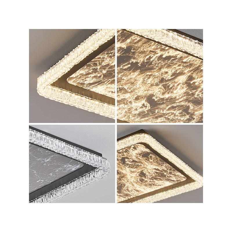 Plafon led biały z czarną obwódką nowoczesny styl do salonu metal, akryl plus żywica