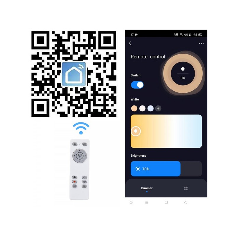 lampa sterowana za pomocą pilota i aplikacji smart home