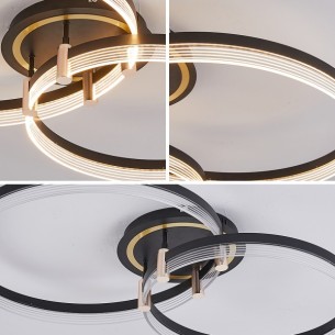 Nowoczesny plafon złoty sterowany pilotem i aplikacją