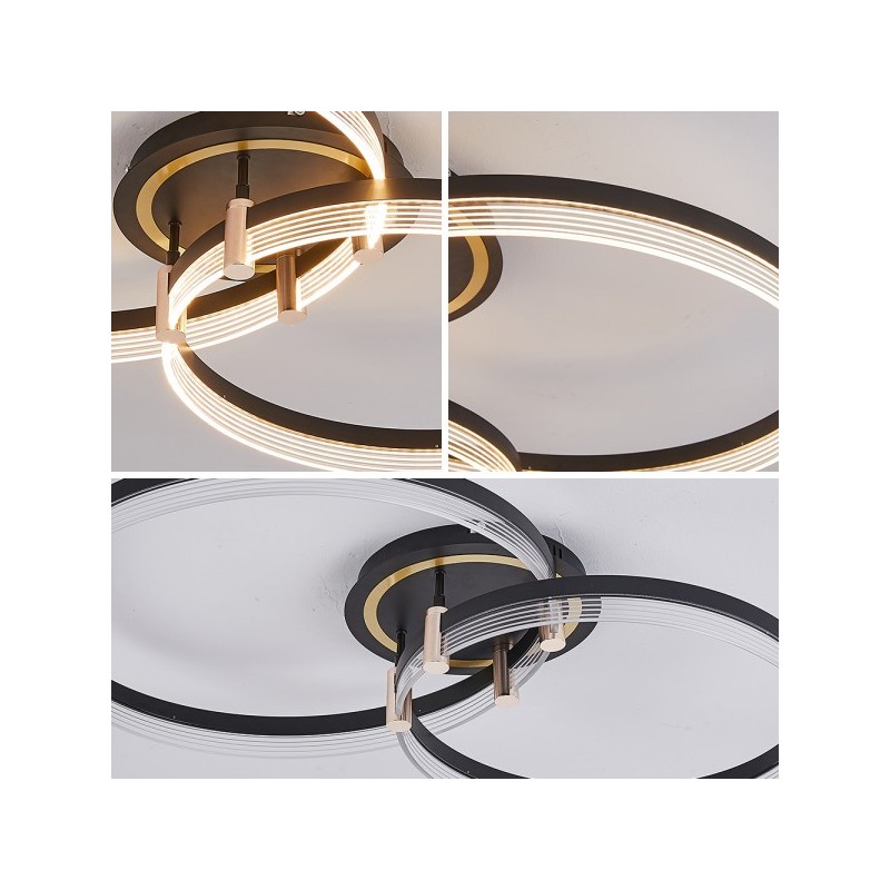 Nowoczesny plafon złoty sterowany pilotem i aplikacją