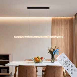 lampa wisząca led czarna długa nad stół do salonu, kuchni oraz jadalni