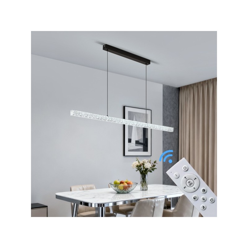 wisząca długa lampa led sterowana pilotem