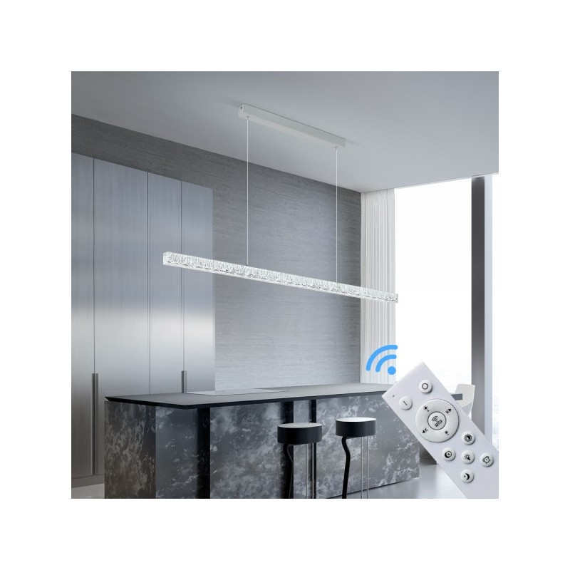 Lampa wisząca led na pilota nad stół biała